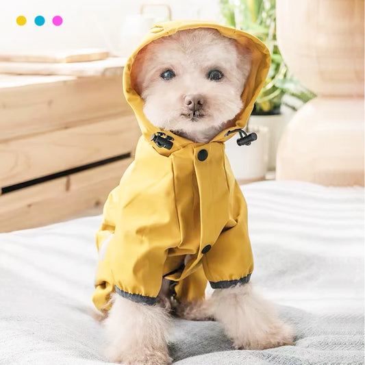 Dog Raincoat Hooded Clothes Reflective Waterproof Jumpsuit Jacket